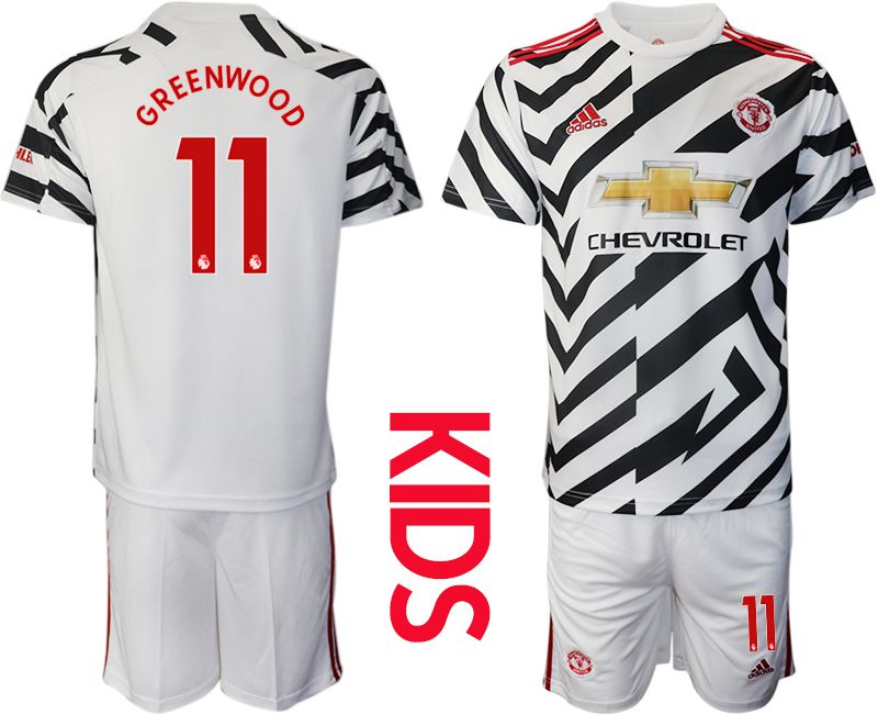 Youth 2020-2021 club Manchester united away #11 white Soccer Jerseys